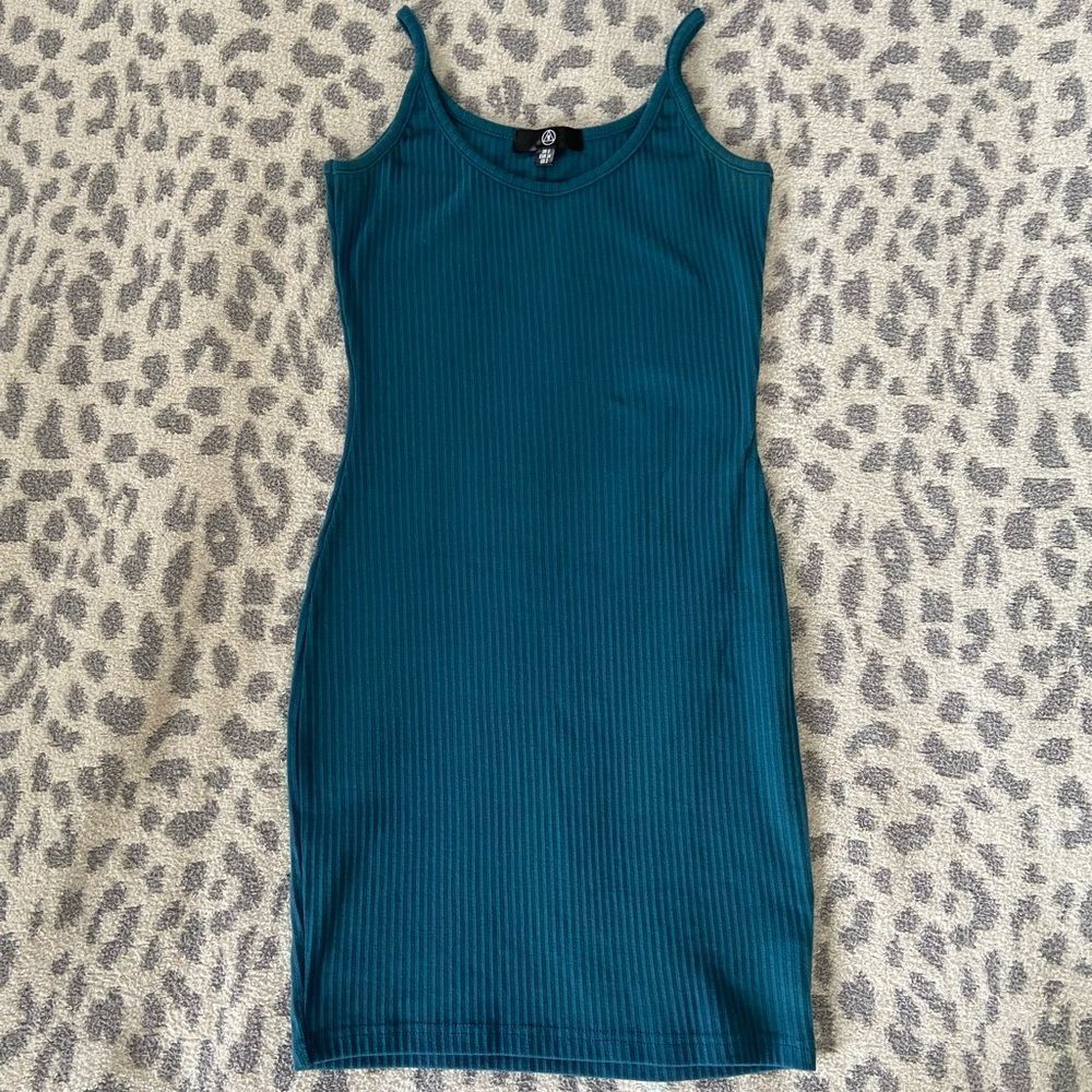 Missguided size 2 teal blue tank dress